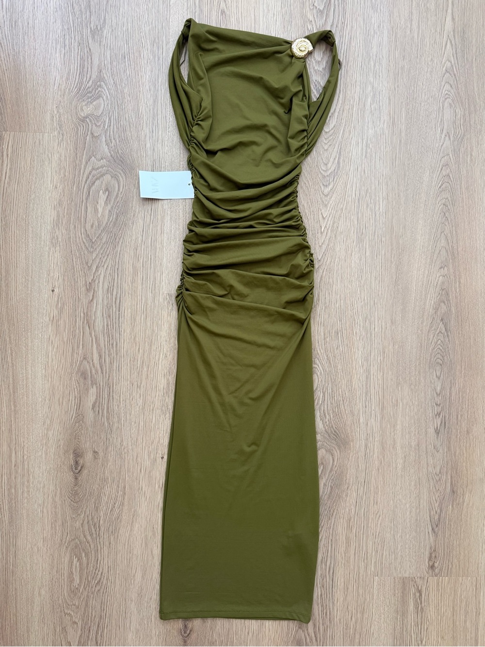 Zara Polyamide Midi Dress Olive Green